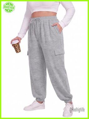 Plus Size Cargo Joggers Sweatpants Relaxed Fit Utility Pockets